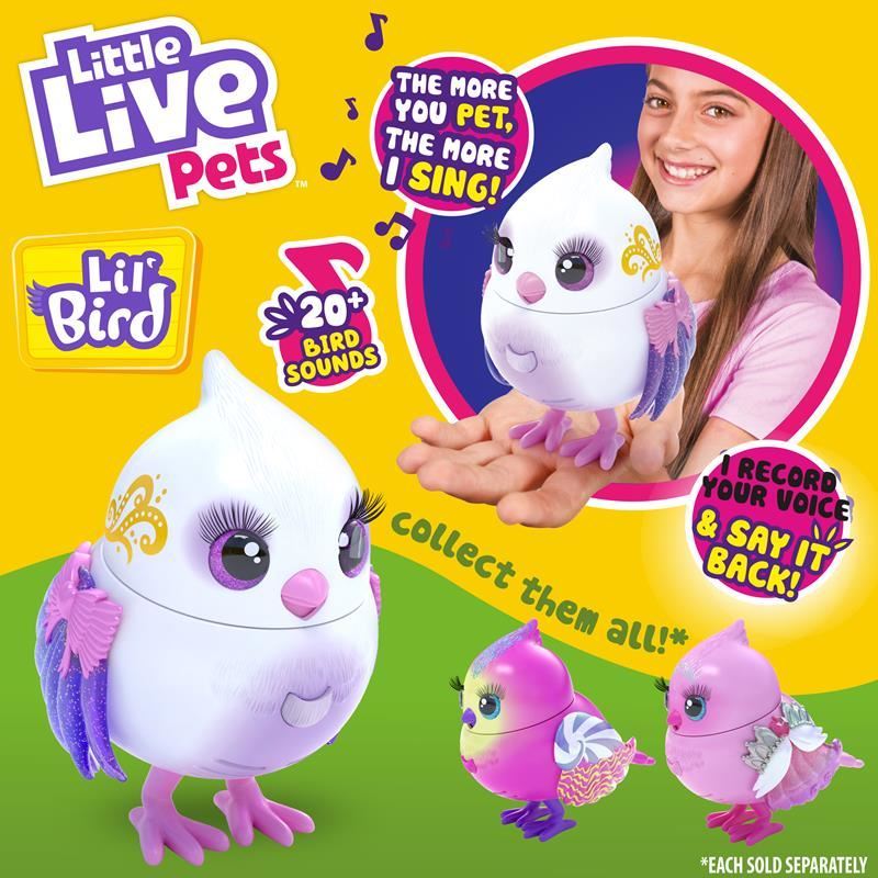 Tweeterina Paquete Individual de pajarito Cabeza m/óvil m/ás de 20 Sonidos de Aves Little Live Pets Lil Bird reacciona al Tacto Moose Toys 26029