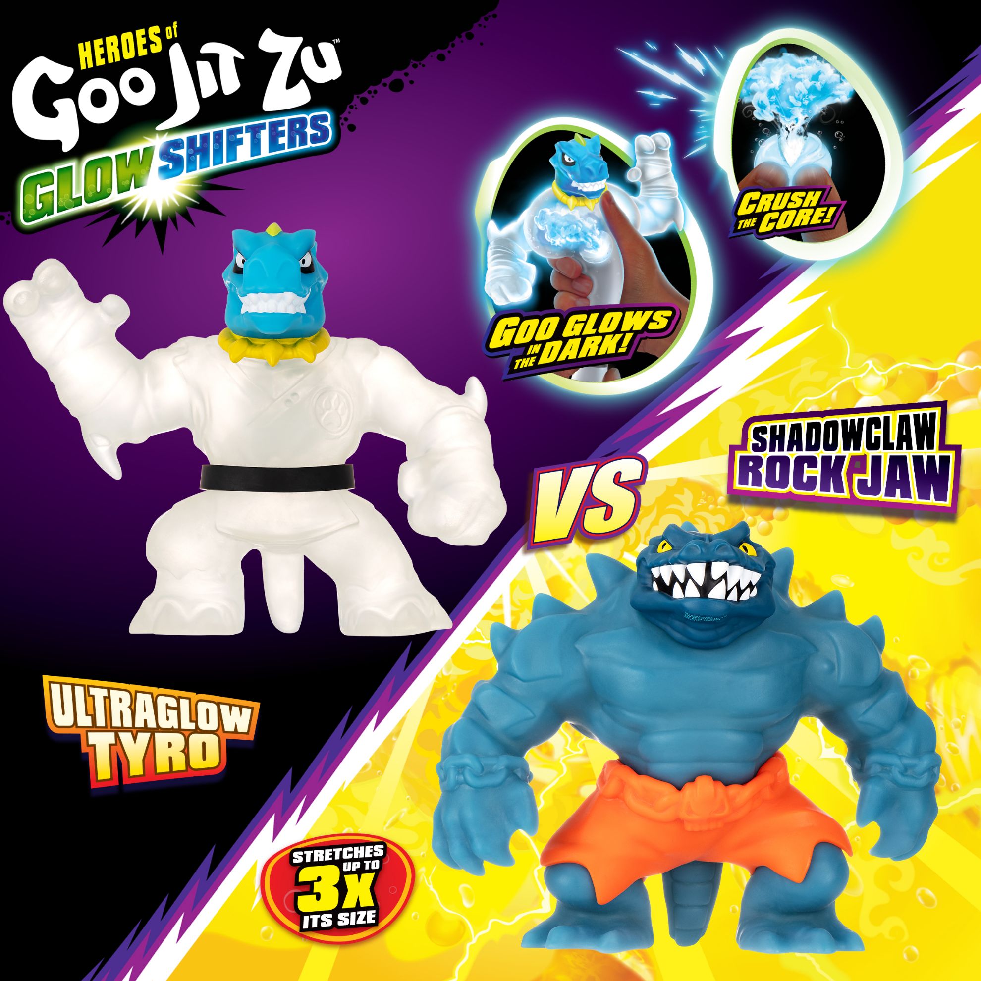 Heroes of Goo Jit Zu Glow Shifters Versus Pack - Tyro vs Rock Jaw