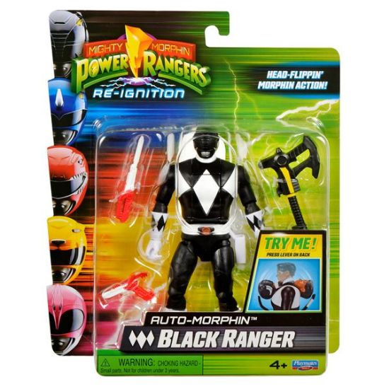 68046CO-Mighty Morphin Power Rangers Auto-Morphin Black Ranger Figure